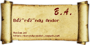 Böröndy Andor névjegykártya