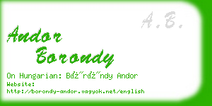 andor borondy business card